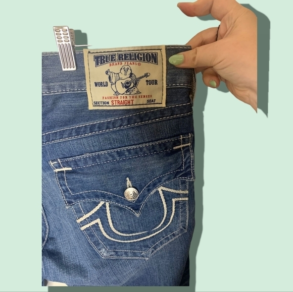 True Religion Straight Blue with White Accents  Size:32 Made In USA - Picture 4 of 6